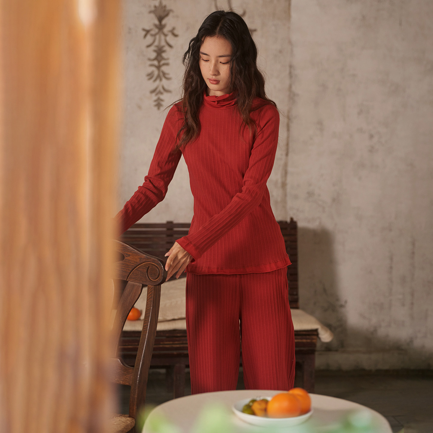 睡眠好物 弹力针织精梳棉 坑条长袖T恤打底衫+居家长裤 朵朵可可,女士内衣/男士内衣/家居服,睡衣上装,淘宝优惠券,粉丝福利购,淘宝优惠卷