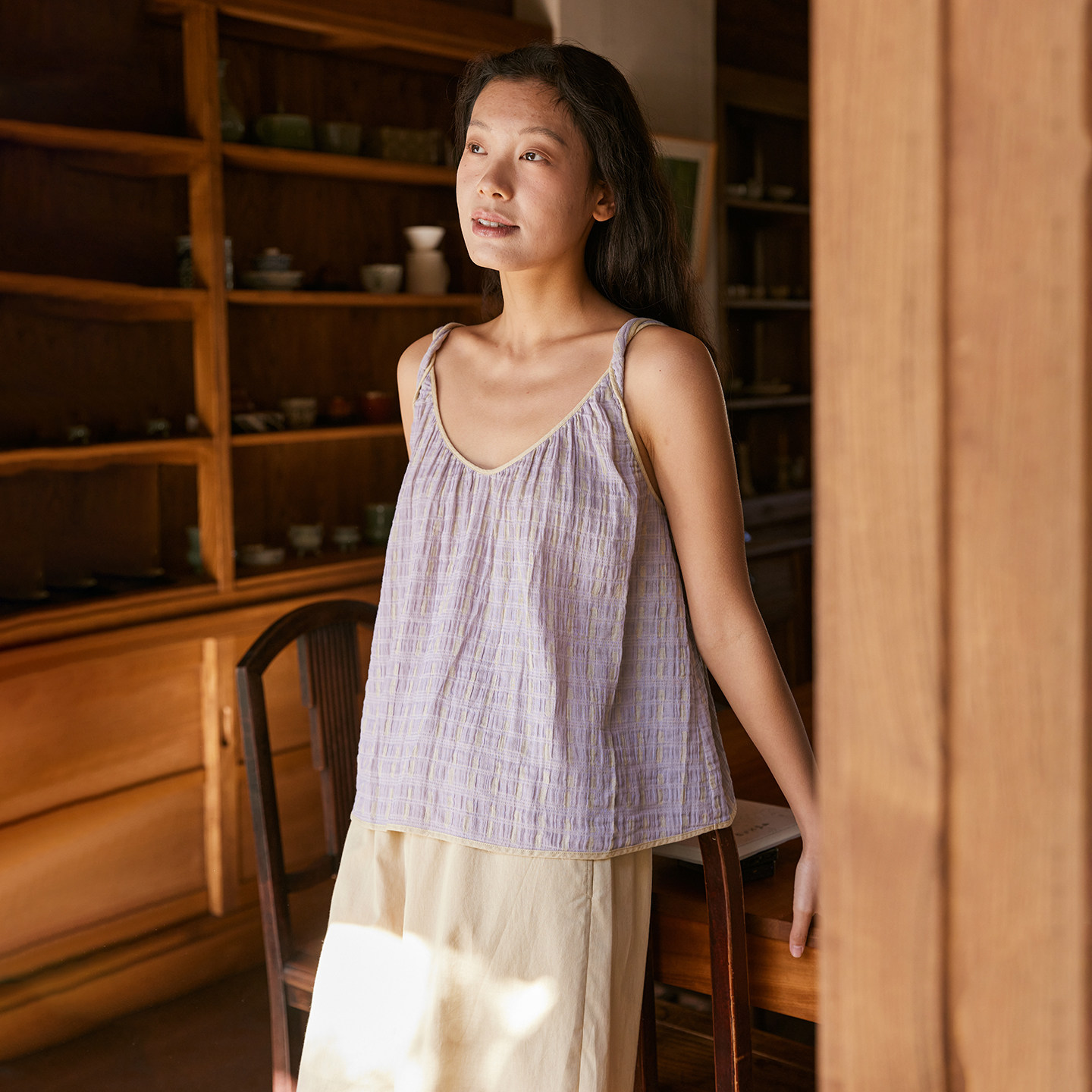 吊带背心26新款女夏季宽松清爽家居服睡衣套装朵朵可可
