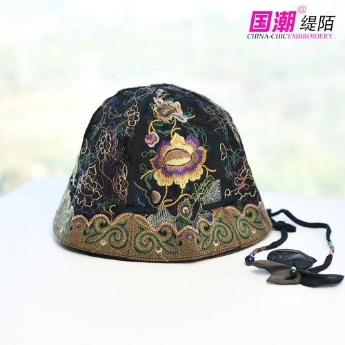 国潮刺绣花渔夫帽女士民族风
