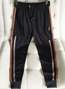 c8男士春秋款刺绣松紧腰系绳束脚休闲长裤卫裤