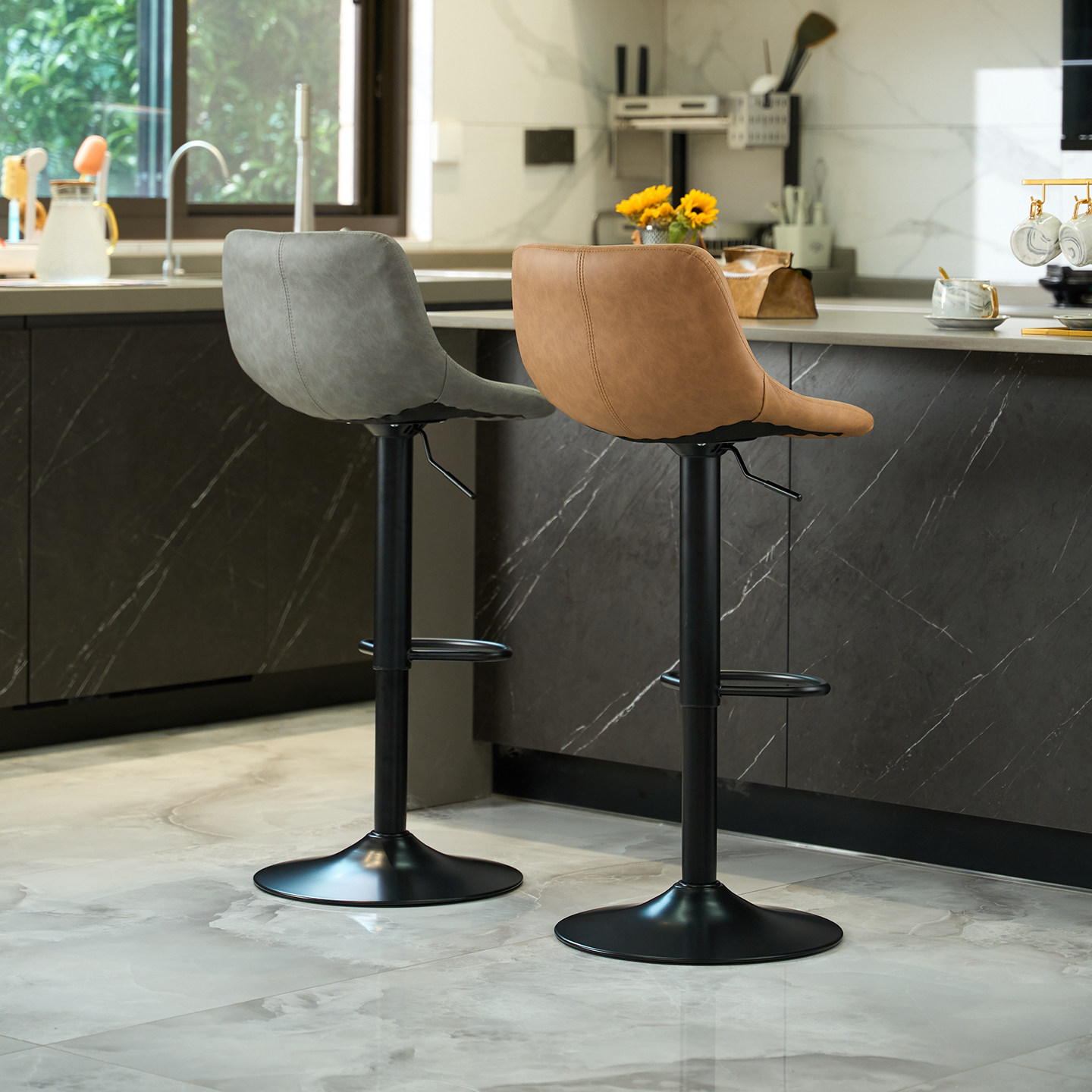 吧台椅轻奢高脚凳升降旋转酒吧凳子收银台椅子家用吧椅商用酒吧椅