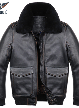 2025新款美式G1飞行服真皮皮衣男士头层牛皮皮夹克中年冬加厚外套