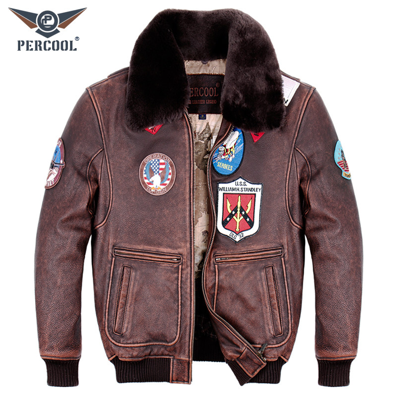 炸街新款飞行服员真皮皮衣男式进口头层厚牛皮皮夹克大码秋冬外套