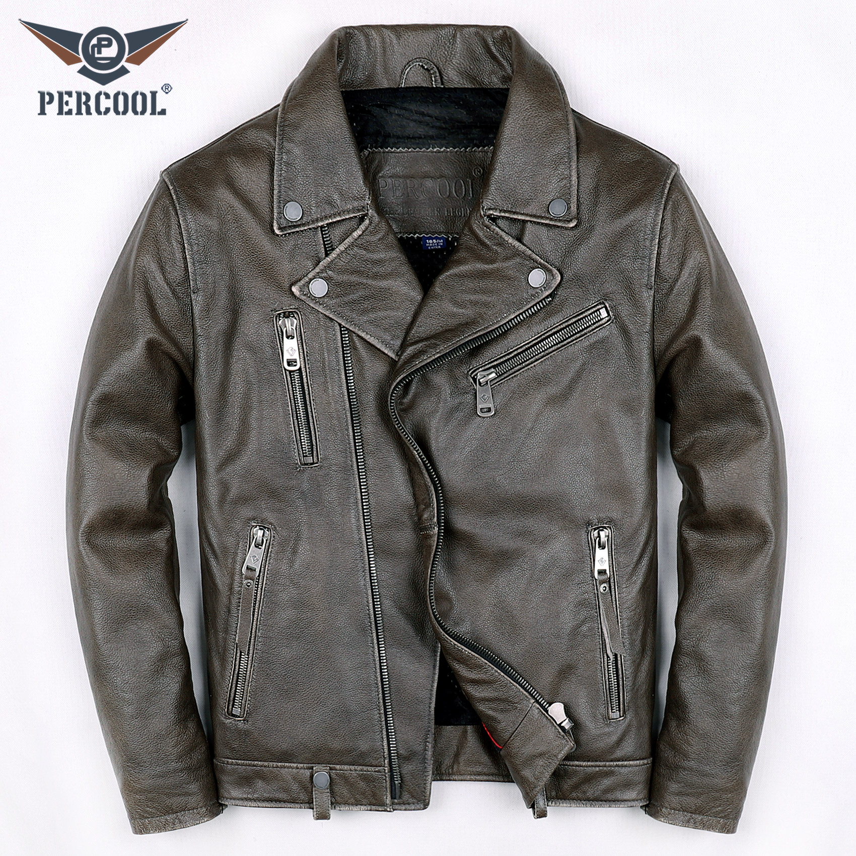 PERCOOL欧美风男士真皮皮衣