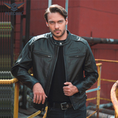 哈雷皮衣男士 机车摩托服外套头层厚牛皮皮夹克刺绣骷髅真皮皮衣潮