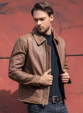 断码清仓真皮皮衣男士头层牛皮机车皮夹克秋冬翻领短款皮外套上衣