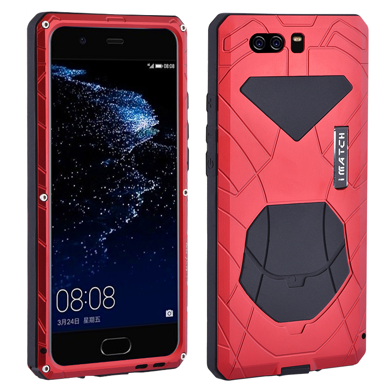 iMatch Water Resistant Shockproof Dust/Dirt/Snow-Proof Aluminum Metal Military Heavy Duty Armor Protection Case Cover for Huawei P10 & Huawei P10 Plus
