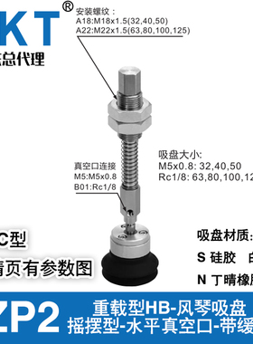 CKT摇摆重载水平缓冲真空吸盘ZP2-XF32/40/50/63HBNJB25/50/75100