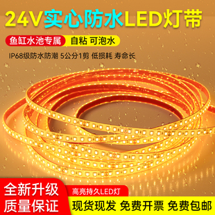 24v防水自粘led灯带低压ip68级低压泡水鱼缸泳池水池鱼池氛围灯条