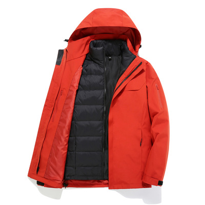 新羽绒内胆红色冲锋衣定制男女款