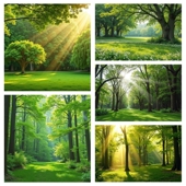 森林系热带丛林绿色绿植背景布客厅餐厅装 墙布直播间造景 饰数码