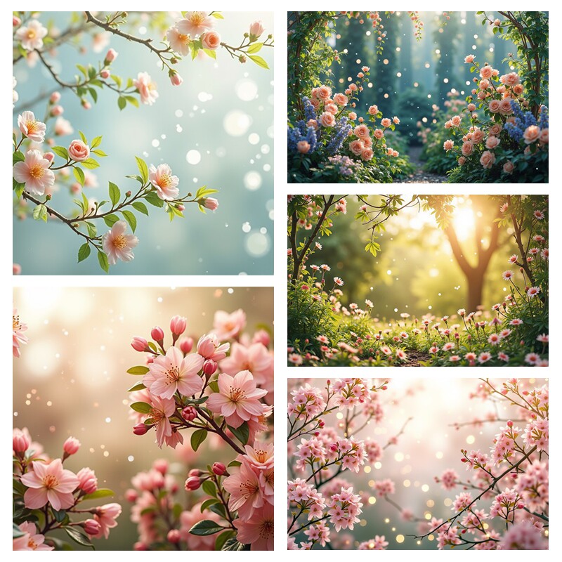 唯美朦胧花朵樱花梅花森系写真布