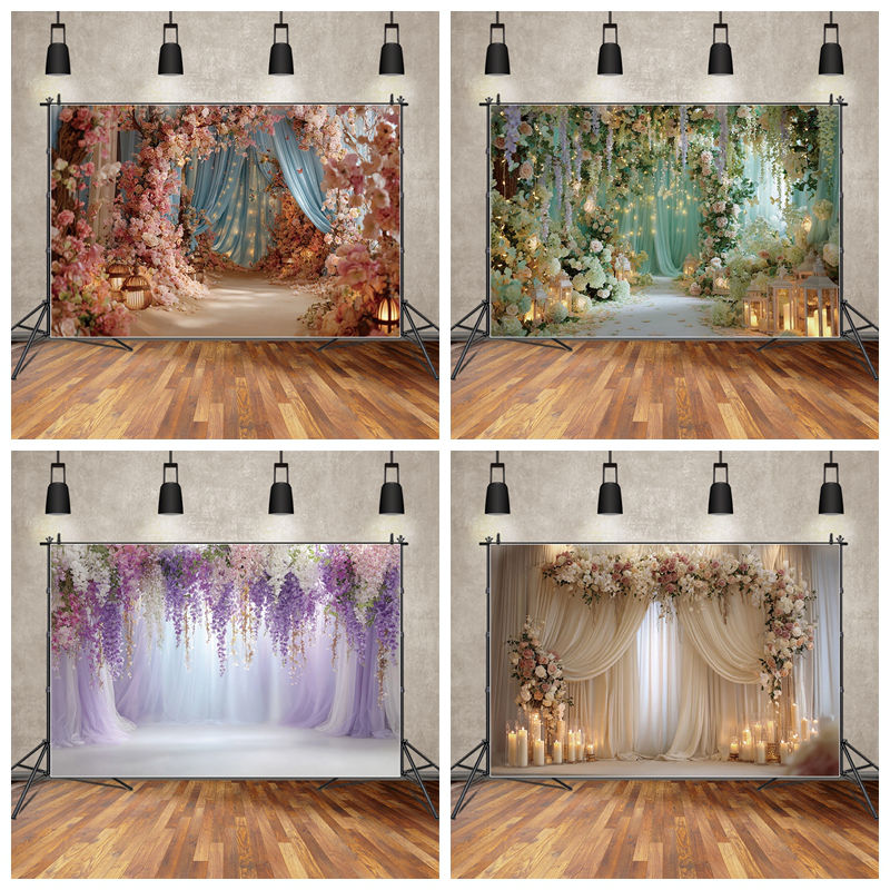 3d立体仿真室内花海直播背景布