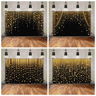 新款虚化仿真光斑摄影背景布黑金闪闪网红拍照直播装饰数码写真布