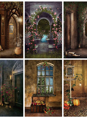 复古欧式摄影背景布鲜花梦幻宫廷影楼摄影写真coser墙布数码喷绘