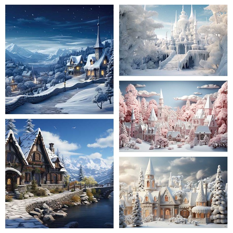 冰雪城堡背景布儿童摄影写真背景