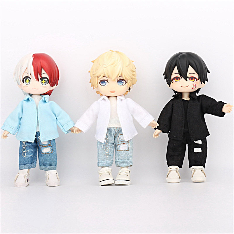 ob11娃衣 搭配 纯色衬衣  长袖衬衫 打底男女帅气外套12分娃衣服