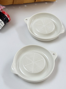 韩式纯白陶瓷磨蒜器家用手动生姜研磨碟蒜泥神器柠檬汁引口研磨碟