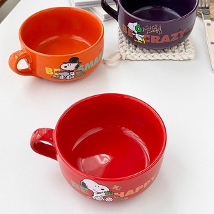 韩式 ins可爱卡通遇热变色外贸出口高温陶瓷早餐咖啡酸奶麦片杯碗