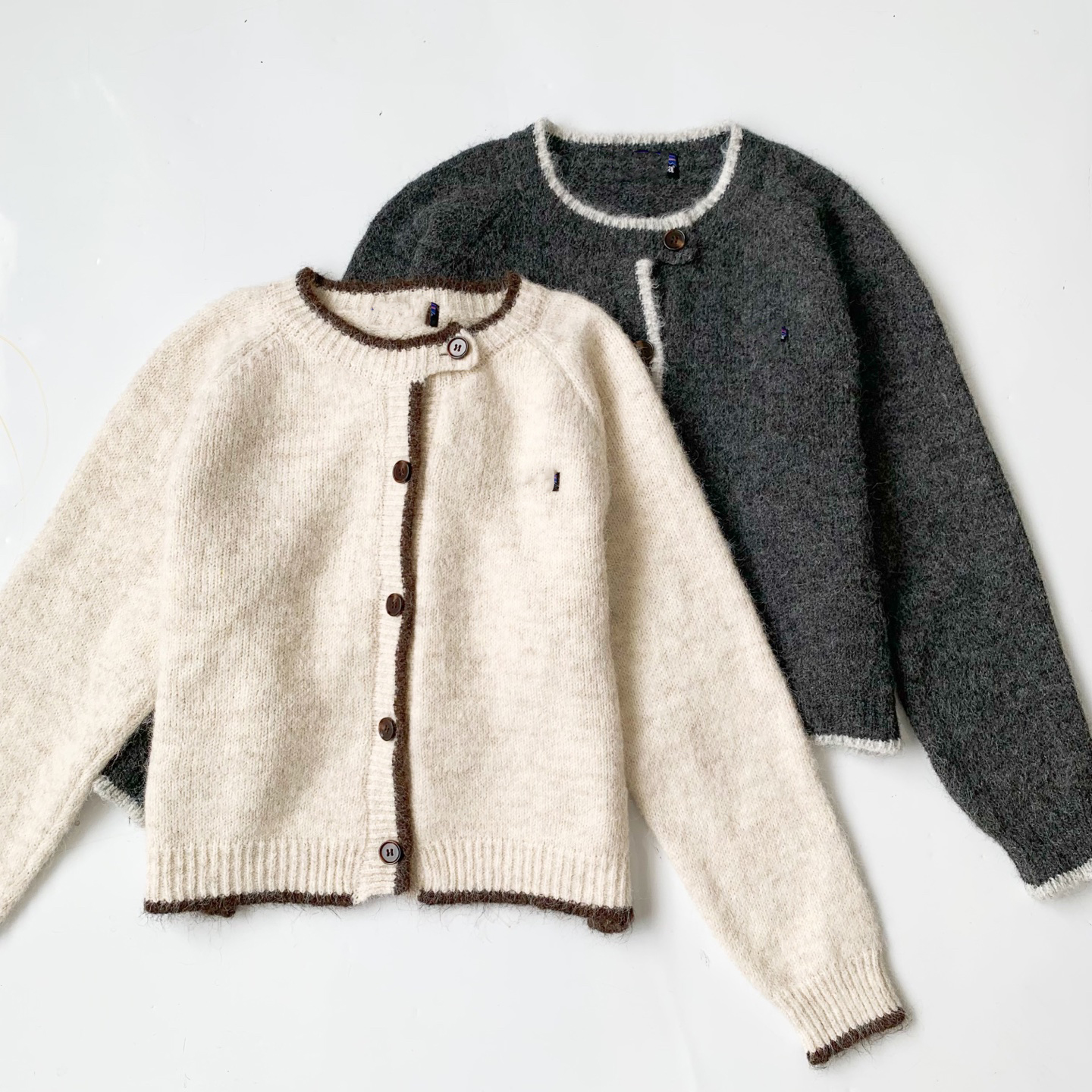 日系25秋冬撞色单排扣针织毛衣开衫外套女