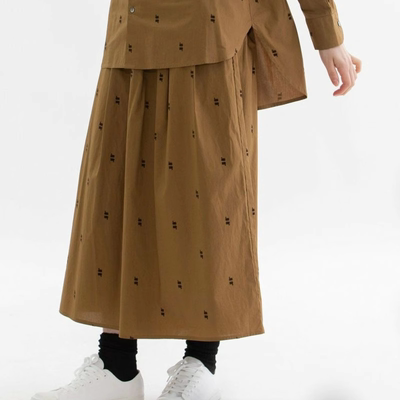 日系25秋冬新品植绒图案松紧腰裙裤nop百搭裤子女