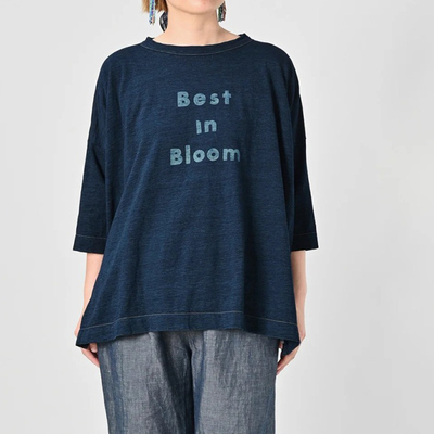 日系新品飞鸟字母印花下摆开叉后刺绣字母七分袖T恤上衣女