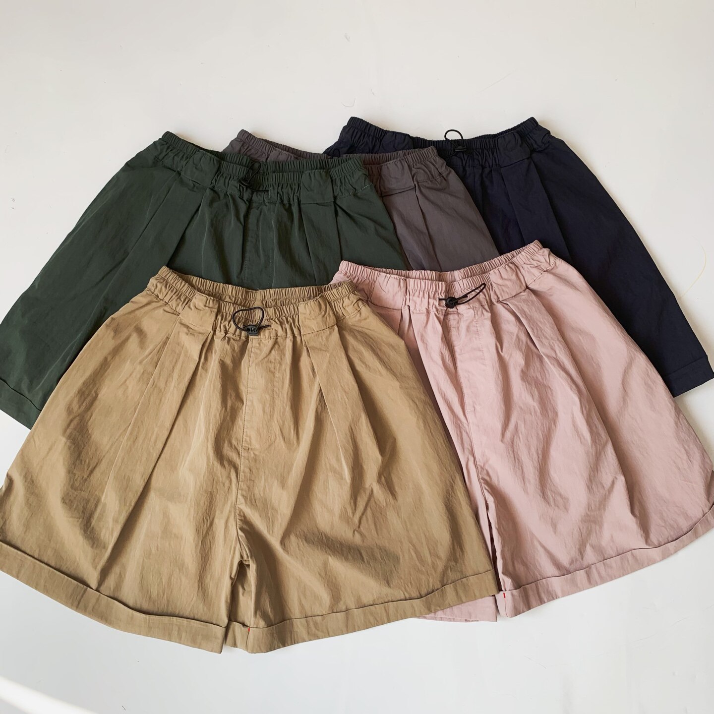 日系新品danton松紧腰侧口袋宽松百搭短裤女