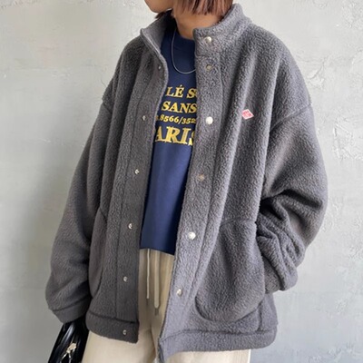 日系25秋冬新品dan立领摇粒绒双面摇粒绒保暖外套上衣女ton