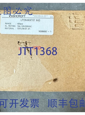 原装 供应ASHCROF LPDN4KKT07 XK3 压力开关，量程 400 PSI，15