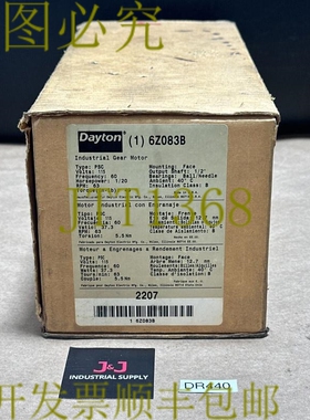 原装供应- Dayton 6Z083B 齿轮电机 1/20Hp 115v 25.2:1 比重 63R