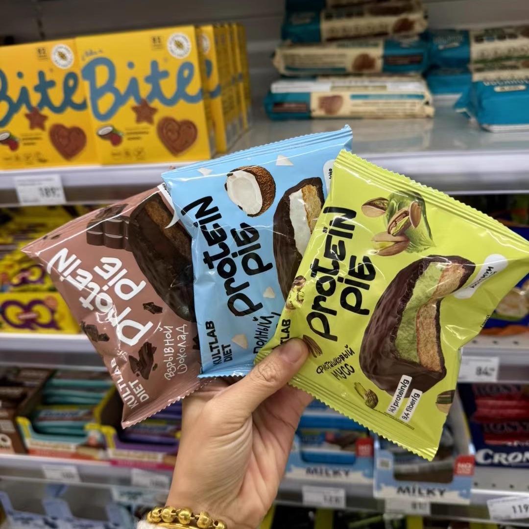 俄罗斯进口KULTLAB无糖蛋白派巧克力夹心健身饱腹营养代餐60g