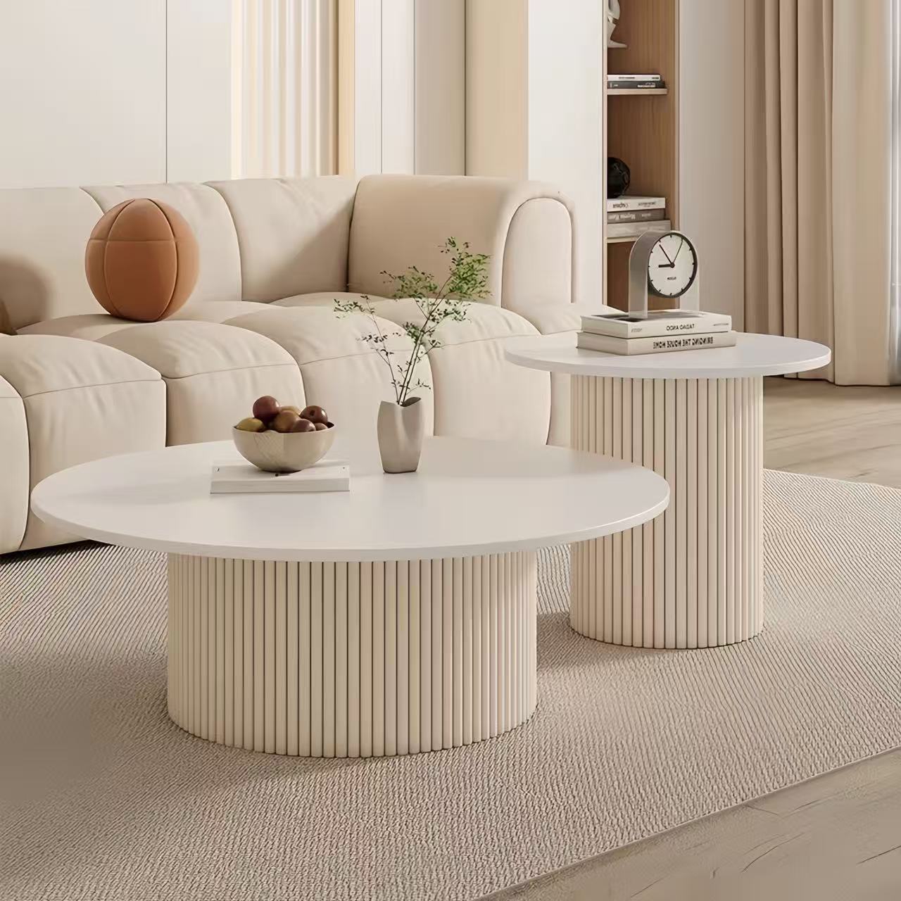 奶油风岩板茶几小矮桌