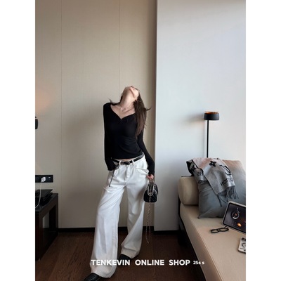 冬日偏爱好版型磨毛牛仔裤