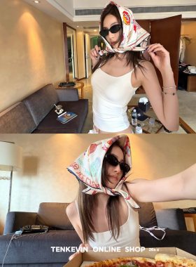 十一石 好版型闭眼入 方领螺纹吊带背心女修身显瘦无袖上衣带胸垫