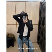 十一石 毛衣外套 女小个子长袖 自带腔调 不规则设计感针织开衫