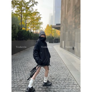 宽松中长款 加厚翻领夹棉廓形外套女冬季 陪你入冬 保暖棉服 特价