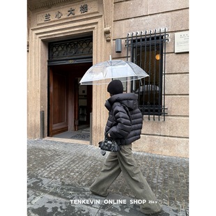 十一石 暖冬保命!白鸭绒短款连帽羽绒服女小个子宽松面包服外套