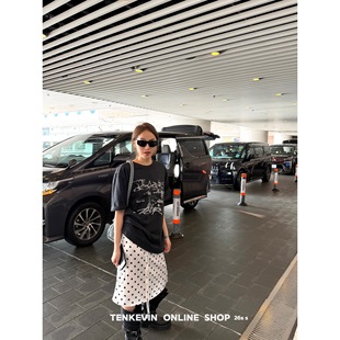 十一石 街头派对 oversize宽松印花短袖T恤女纯棉圆领套头上衣II