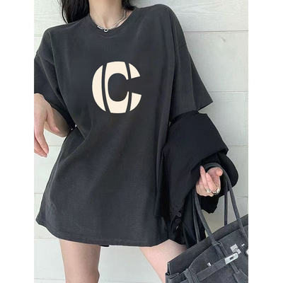 纯棉圆领短袖t恤女装夏季爆款洋气休闲胖mm大码宽松半袖韩版上衣