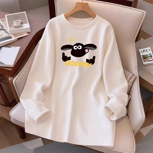 女秋冬新款 长袖 洋气休闲宽松设计感德绒保暖外套 圆领打底衫 中长款