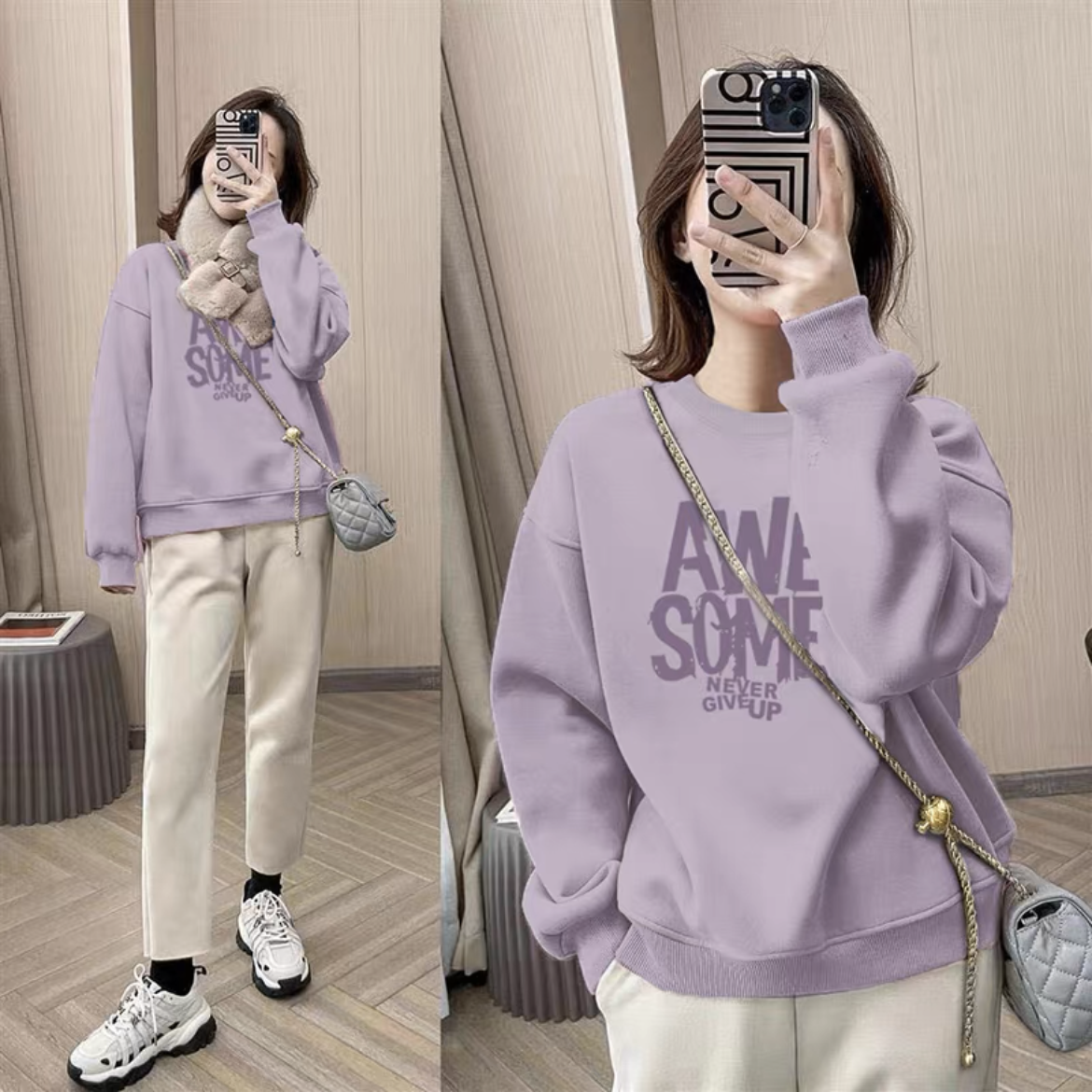 胖mm圆领卫衣女士秋冬季2025年新款韩版宽松加绒外套减龄休闲上衣,女装/女士精品,卫衣/绒衫,淘宝优惠券,粉丝福利购,淘宝优惠卷