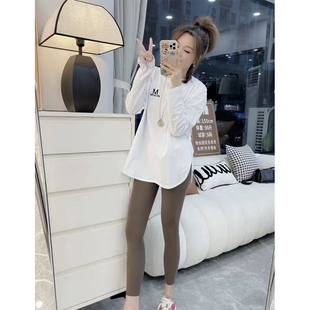 长袖 圆领打底衫 女洋气宽松设计感德绒磨毛开叉外套 中长款 秋冬新款