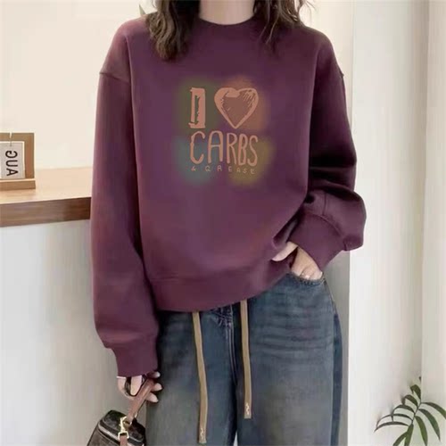 2024秋冬新款加绒宽松圆领卫衣