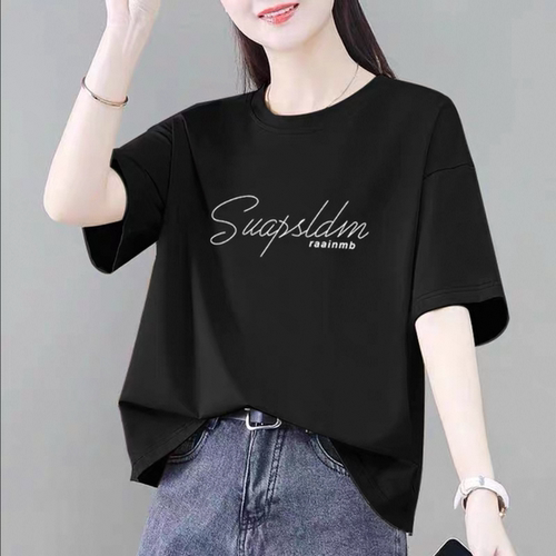 2025新款大码胖mm纯棉短袖t恤女百搭减龄显瘦半袖上衣打底衫夏季
