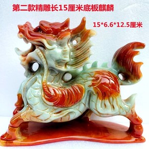 天然玉麒麟摆件求子玉石岫玉一对献宝镇宅旺招财客厅卧室玄关阳台