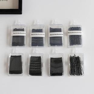 黑色简约百搭女盒装前额基础盘发固定夹刘海夹碎发夹子隐形发髻夹