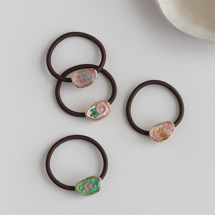 森系仙美扎发头绳夏日多巴胺粉色系发圈精致花花合金发绳发饰新款