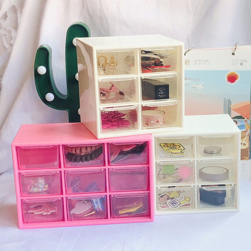 迷你精致抽屉饰品盒 桌面收纳盒亚克力 多格分类盒学生白领日用品