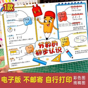 分数的初步认识思维导图 三年级上册数学第八单元电子模版素材399