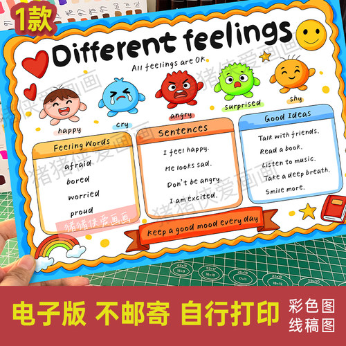 英语不同情绪手抄报different feelings小报英语手抄报电子稿1394
